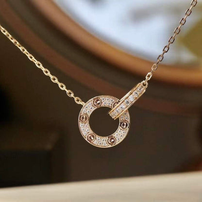[Love Lucky] LOVE 7,6 MM HALSKETTE ROSÉGOLD UND SILBER VOLLER DIAMANT
