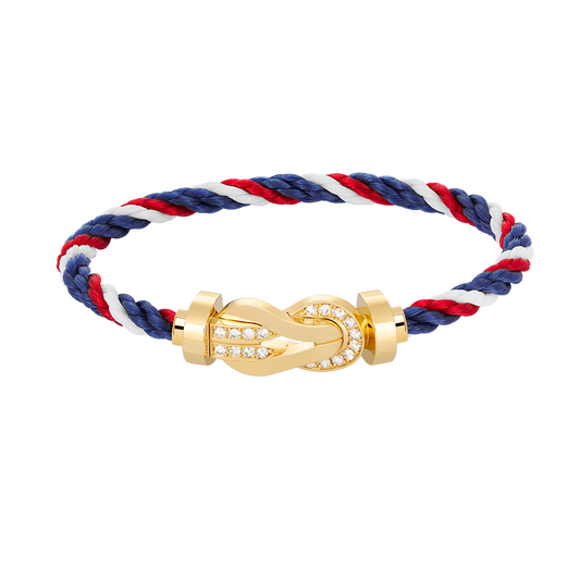 [Love Lucky]Chance großes 8-stelliges Schnallen-Halbdiamanten-Armband Gold