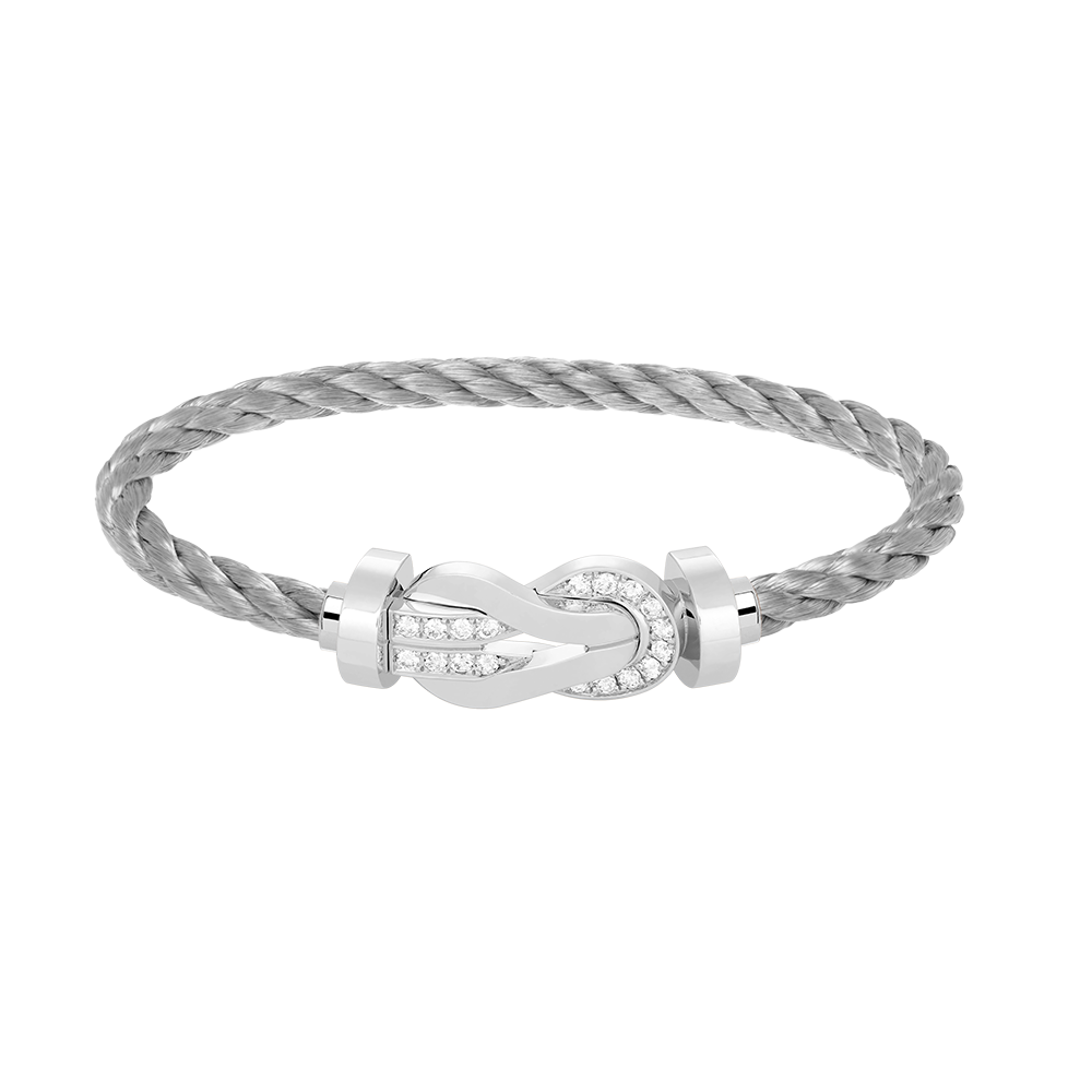 [Love Lucky]Chance großes 8-stelliges Schnallen-Halbdiamanten-Armband Silber
