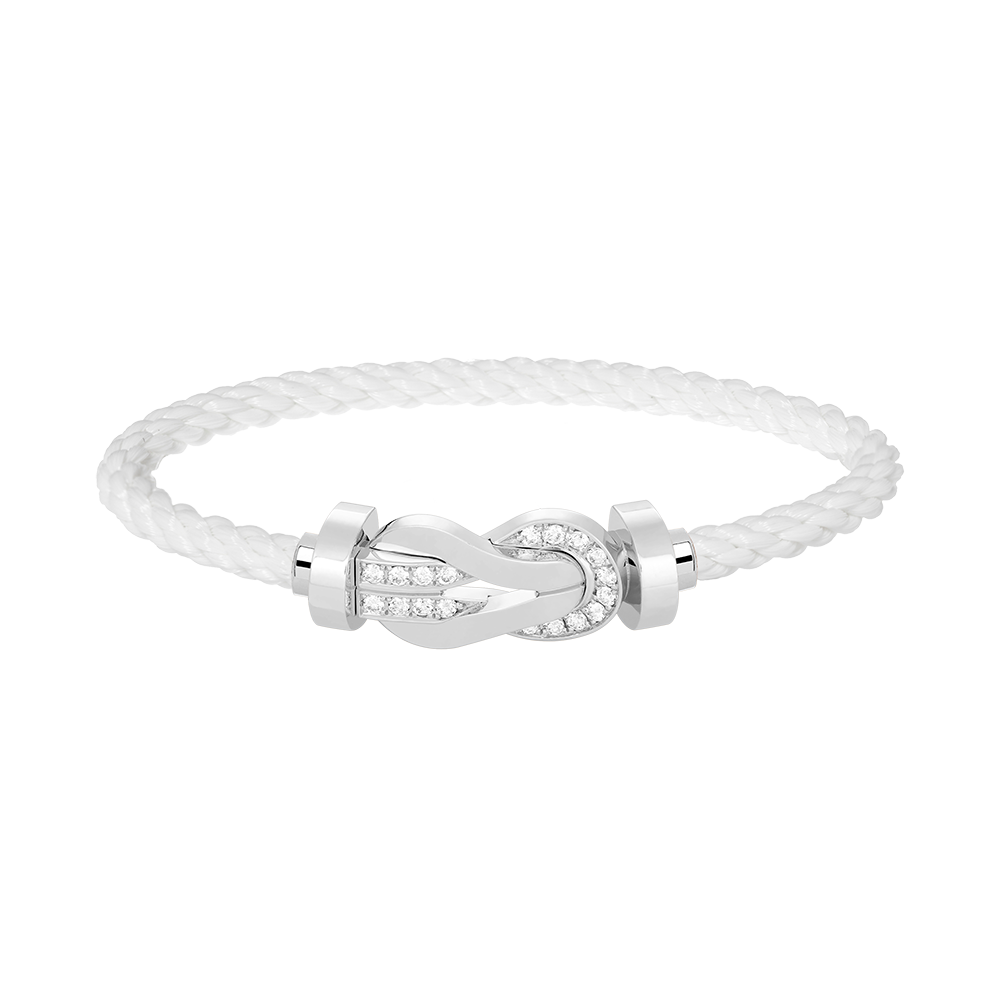 [Love Lucky]Chance großes 8-stelliges Schnallen-Halbdiamanten-Armband Silber