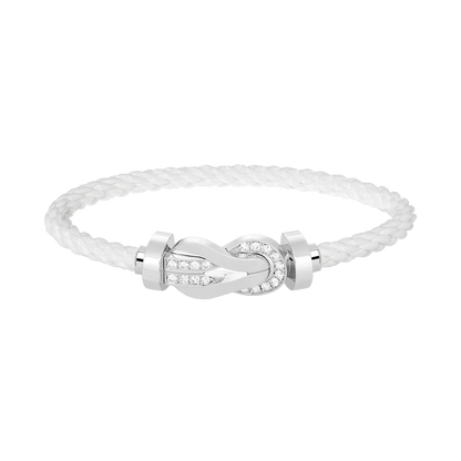 [Love Lucky]Chance großes 8-stelliges Schnallen-Halbdiamanten-Armband Silber
