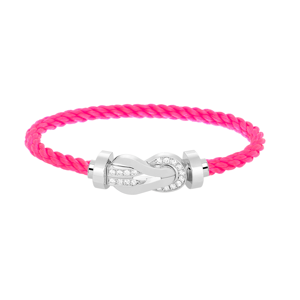 [Love Lucky]Chance großes 8-stelliges Schnallen-Halbdiamanten-Armband Silber