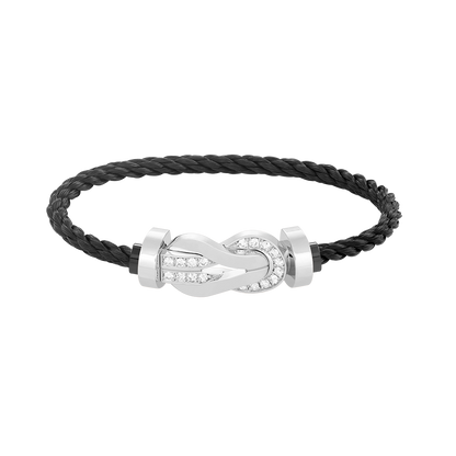 [Love Lucky]Chance großes 8-stelliges Schnallen-Halbdiamanten-Armband Silber