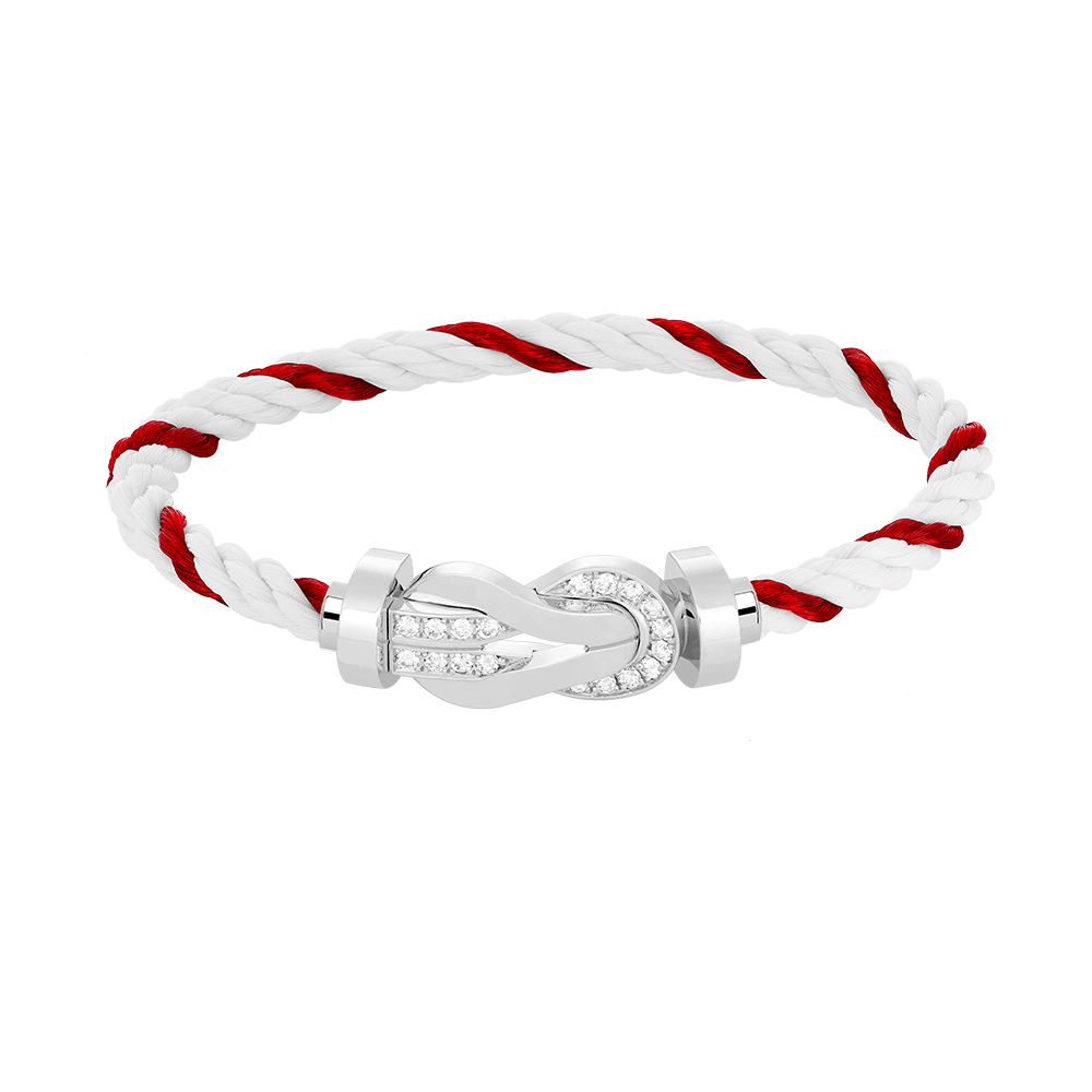 [Love Lucky]Chance großes 8-stelliges Schnallen-Halbdiamanten-Armband Silber
