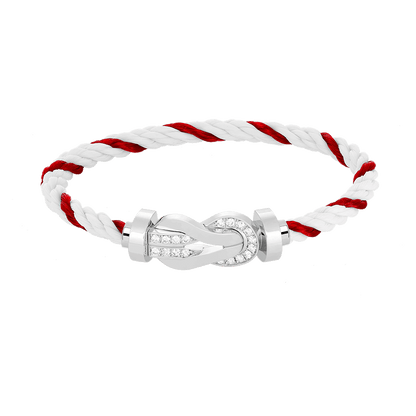 [Love Lucky]Chance großes 8-stelliges Schnallen-Halbdiamanten-Armband Silber