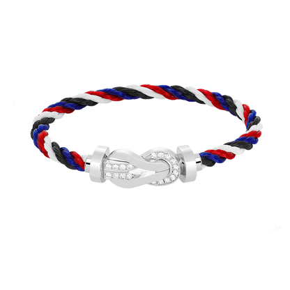 [Love Lucky]Chance großes 8-stelliges Schnallen-Halbdiamanten-Armband Silber