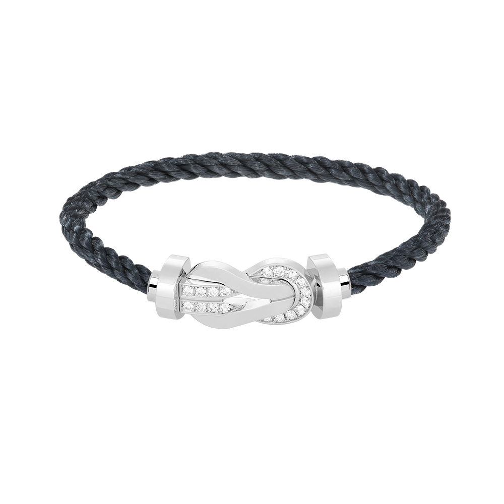 [Love Lucky]Chance großes 8-stelliges Schnallen-Halbdiamanten-Armband Silber