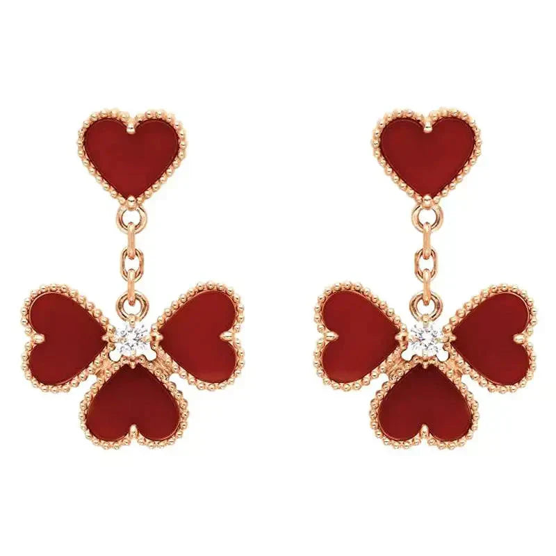 [Love Lucky]SWEET CLOVER CARNELIAN EARRINGS