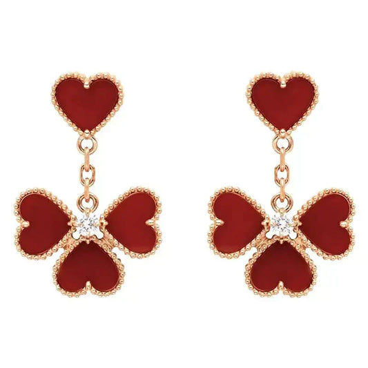 [Love Lucky]SWEET CLOVER CARNELIAN EARRINGS