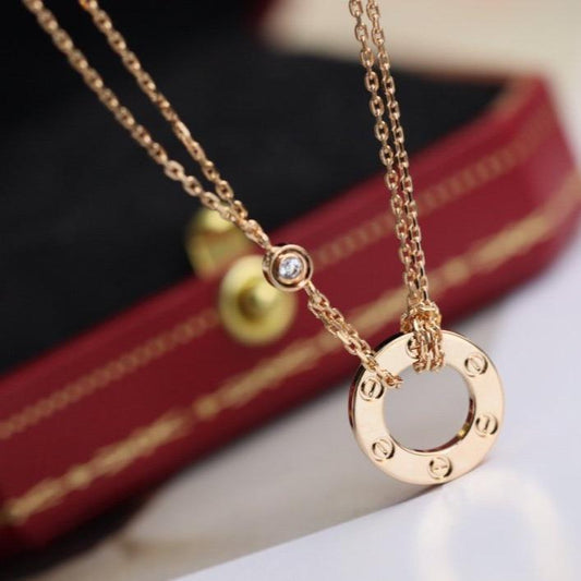[Love Lucky] LIEBESHALSKETTE VERSTELLBAR ROSÉGOLD 2 DIAMANT 