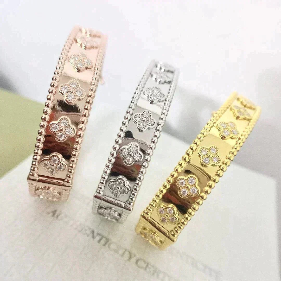 [Love Lucky]CLOVER ARMBAND 8MM DIAMANTEN
