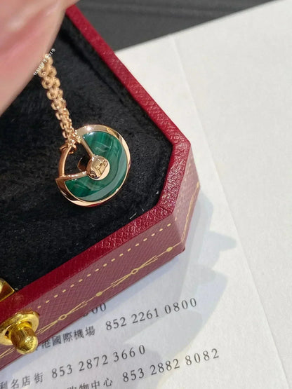 [Love Lucky]AMULETT ROSÉGOLD MALACHIT HALSKETTE