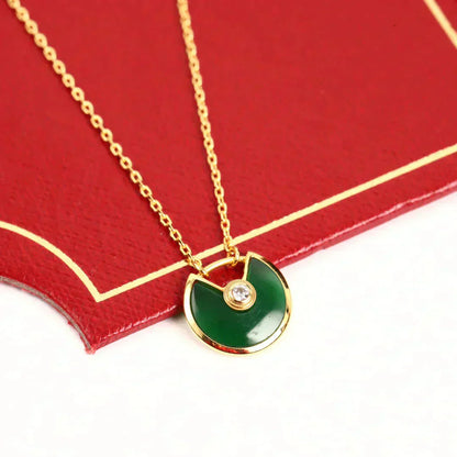[Love Lucky]AMULETT GOLD MALACHIT HALSKETTE
