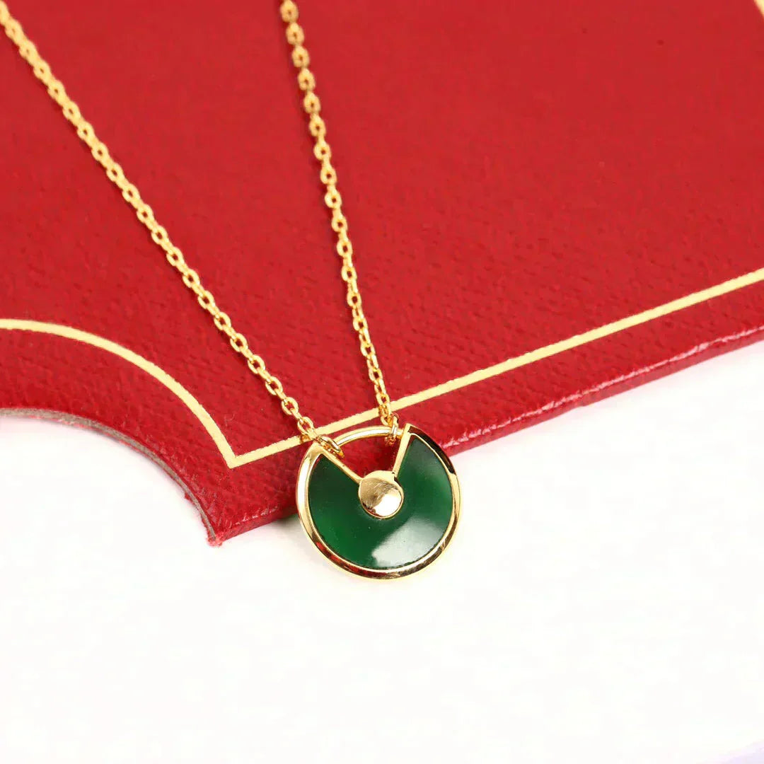 [Love Lucky]AMULETT GOLD MALACHIT HALSKETTE