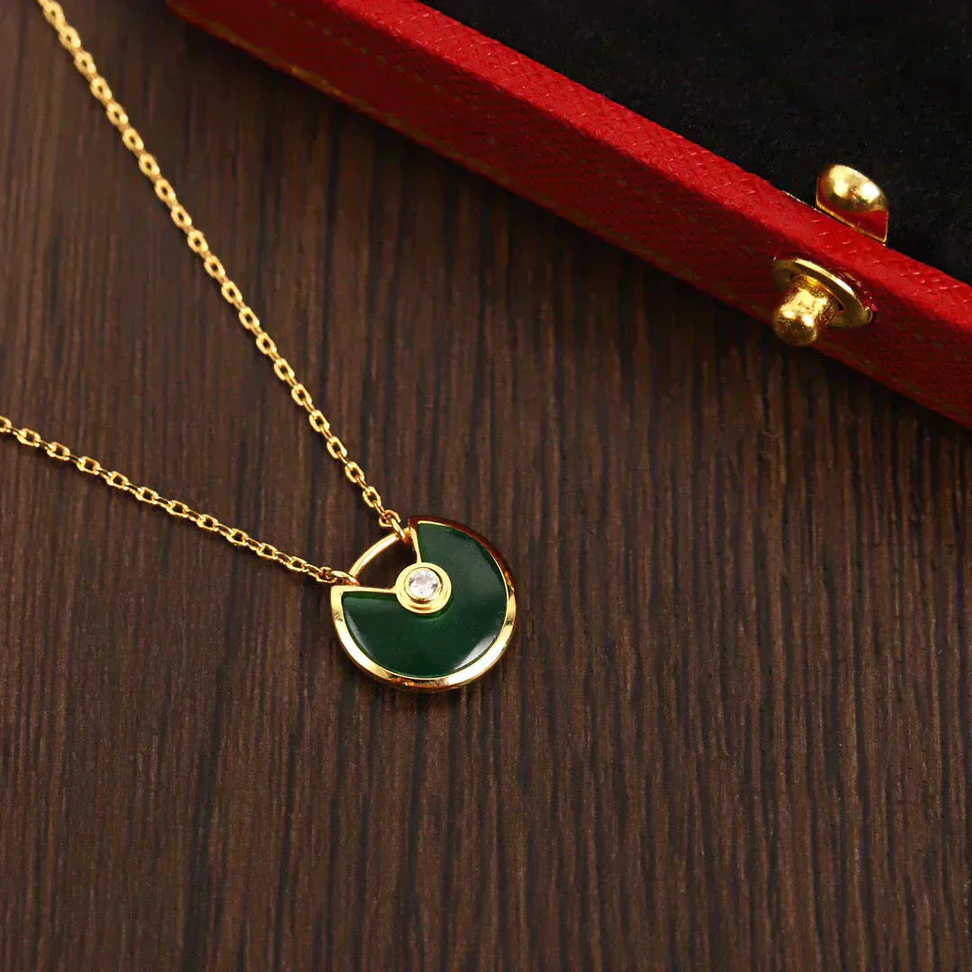 [Love Lucky]AMULETT GOLD MALACHIT HALSKETTE