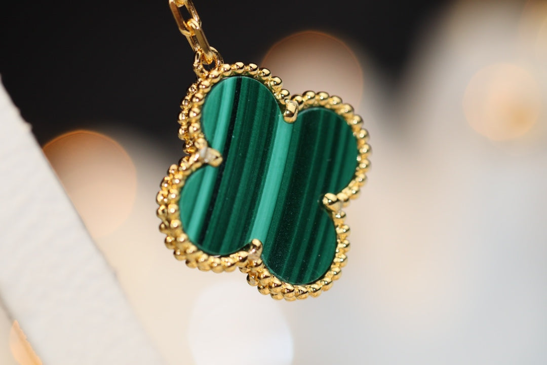 [Love Lucky]CLOVER OHRRINGE GOLD MALACHIT DIAMANT 3 MOTIV