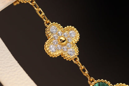 [Love Lucky]CLOVER OHRRINGE GOLD MALACHIT DIAMANT 3 MOTIV