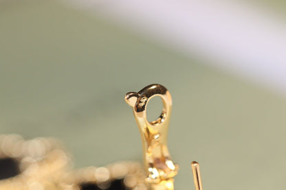 [Love Lucky]CLOVER OHRRINGE GOLD ONYX MOP 3 MOTIV 