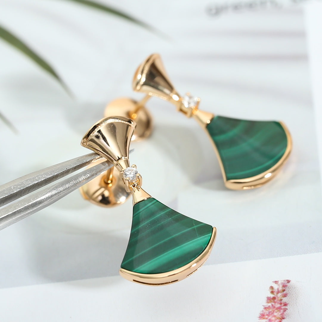 [Love Lucky]DREAM MALACHITE PINK GOLD EARRINGS