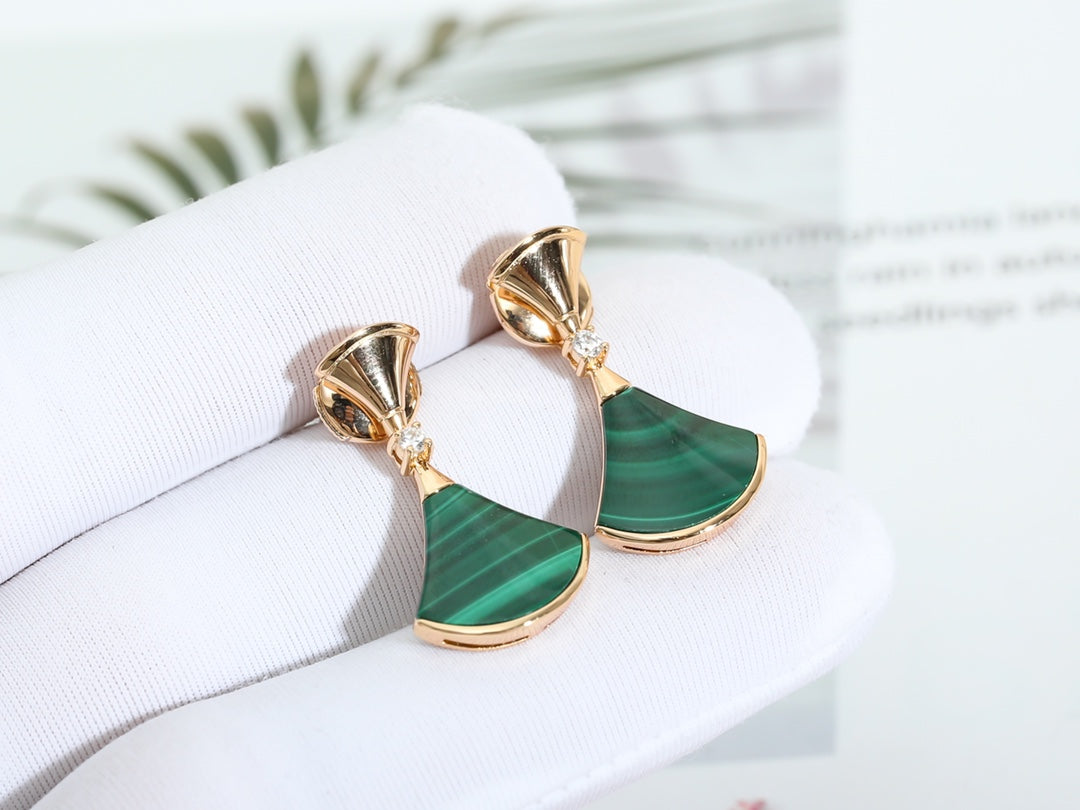[Love Lucky]DREAM MALACHITE PINK GOLD EARRINGS