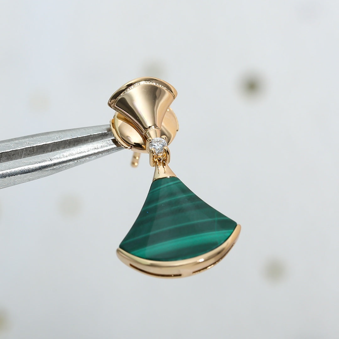 [Love Lucky]DREAM MALACHITE PINK GOLD EARRINGS