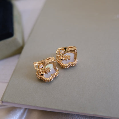 [Love Lucky]LUCKY ROSA GOLD WEISSE MOP OHRRINGE 