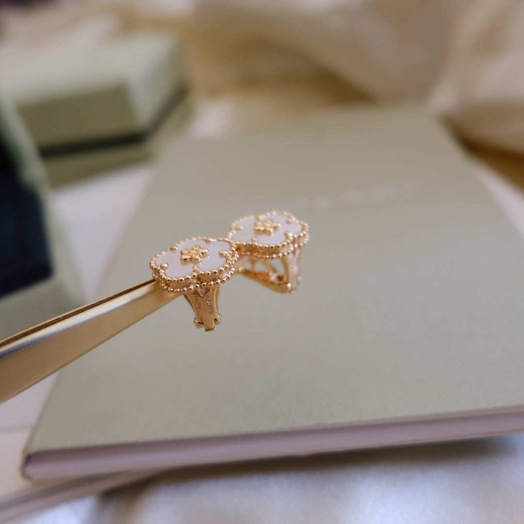 [Love Lucky]LUCKY ROSA GOLD WEISSE MOP OHRRINGE 