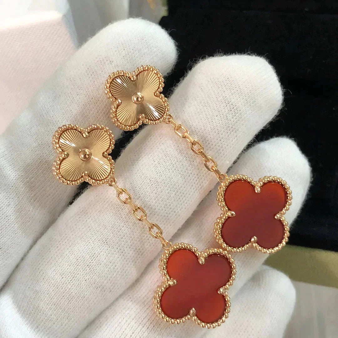 [Love Lucky]CLOVER 2 MOTIV LASER KARNEOL OHRRINGE