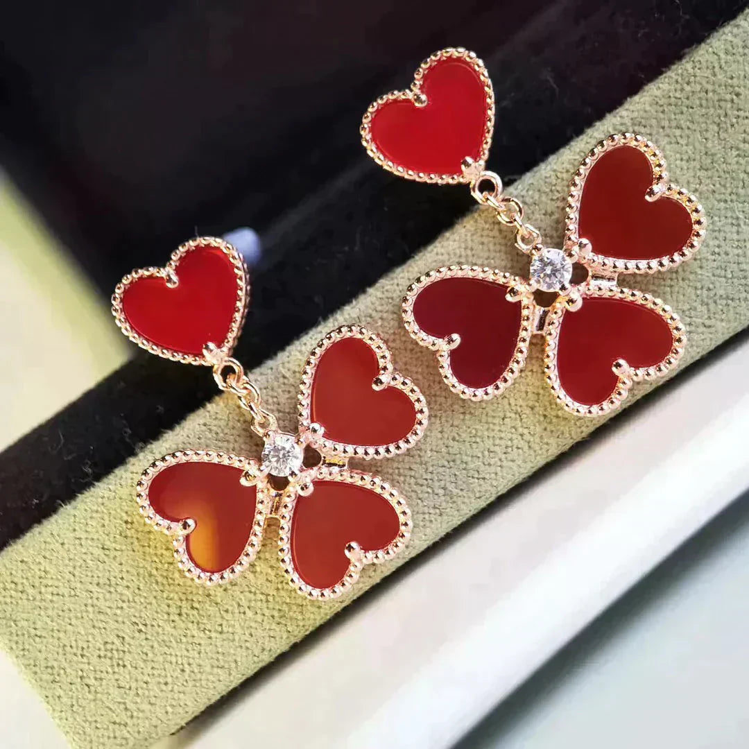 [Love Lucky]SWEET CLOVER CARNELIAN EARRINGS