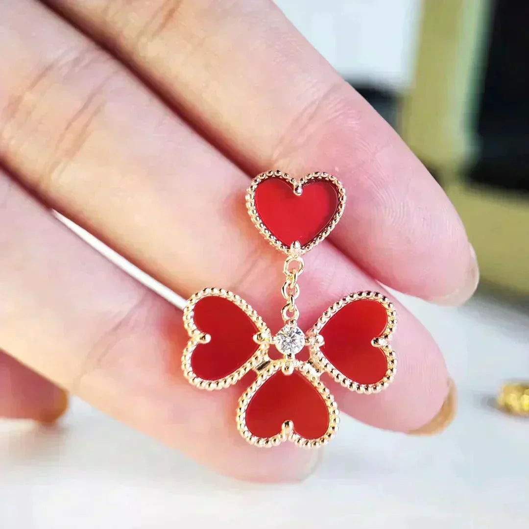[Love Lucky]SWEET CLOVER CARNELIAN EARRINGS