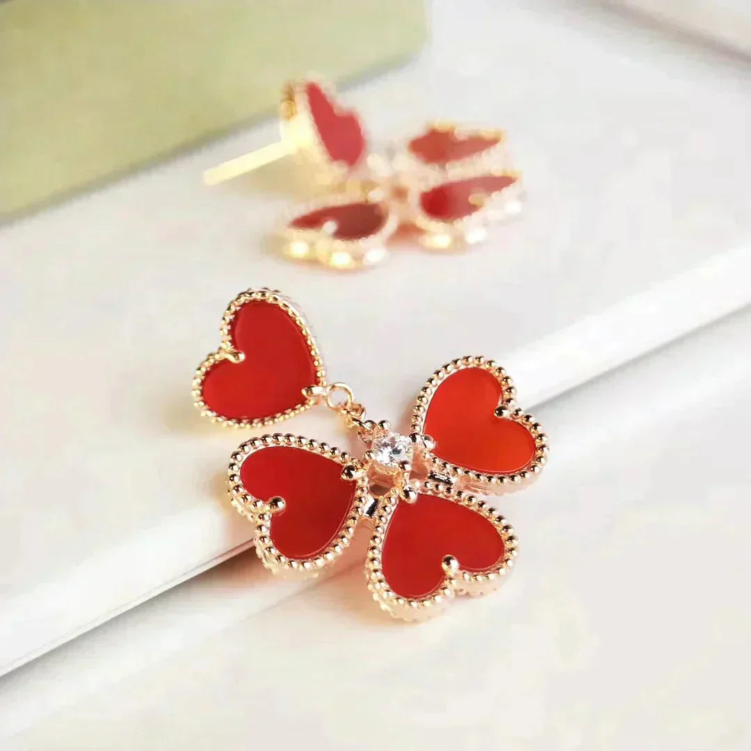 [Love Lucky]SWEET CLOVER CARNELIAN EARRINGS