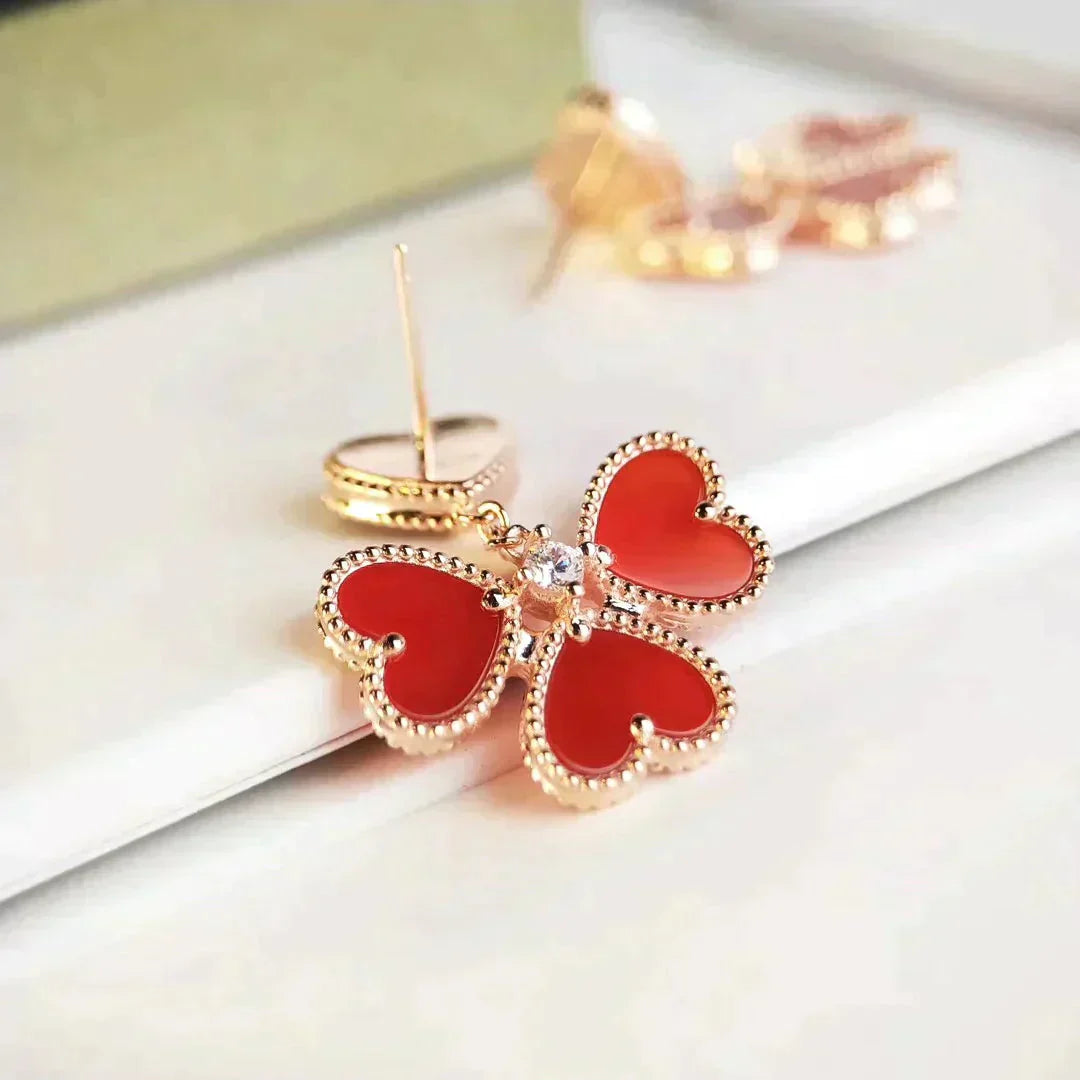 [Love Lucky]SWEET CLOVER CARNELIAN EARRINGS