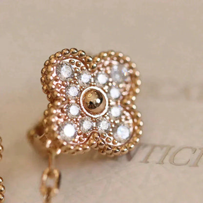 [Love Lucky]CLOVER MEDIUM 1 MOTIFS VOLLE DIAMANT-OHRRINGE