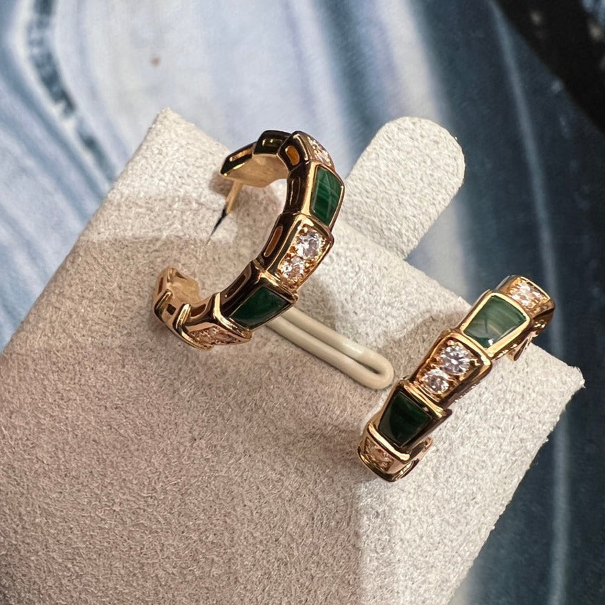 [Love Lucky]SERPENTI MALACHITE PINK GOLD EARRINGS