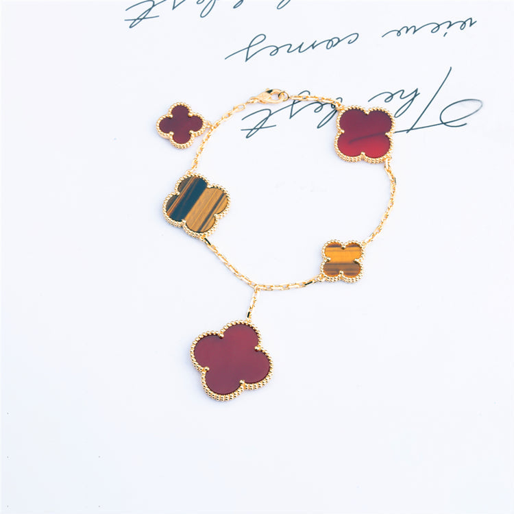 [Love Lucky]CLOVER ARMBAND 5 MOTIVE KARNEOL TIGERAUGE