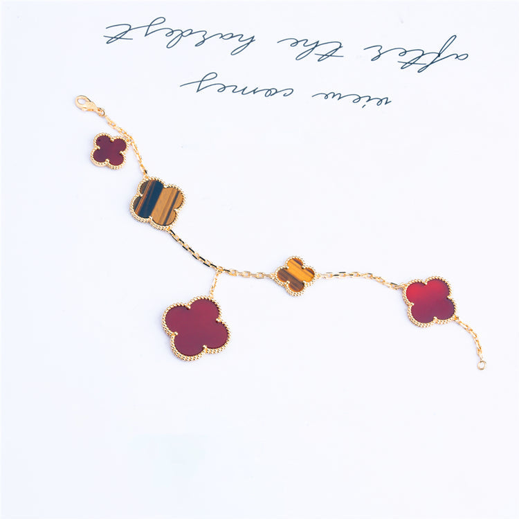 [Love Lucky]CLOVER ARMBAND 5 MOTIVE KARNEOL TIGERAUGE