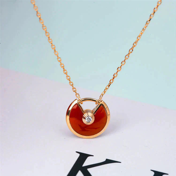 [Love Lucky]AMULETT GOLD KARNEOL ONYX HALSKETTE