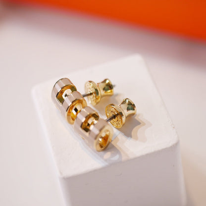 [Love Lucky]MINI POP H GOLD EARRINGS GREY