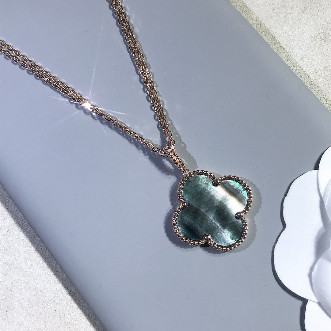 [Love Lucky] CLOVER 25MM GOLD DARK MOP BIG CLOVER HALSKETTE