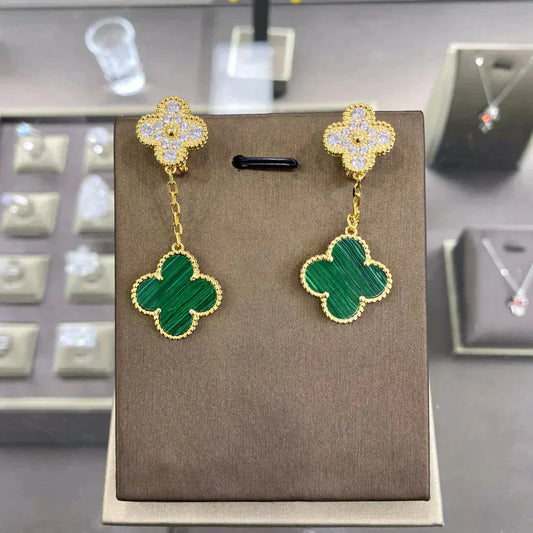 [Love Lucky]Clover 2 Motive Diamantohrringe (Mehrere Auswahlmöglichkeiten)