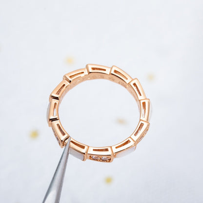 [ラブラッキー]セルペンティリング ピンクゴールド ダイヤモンド モップ 3MM