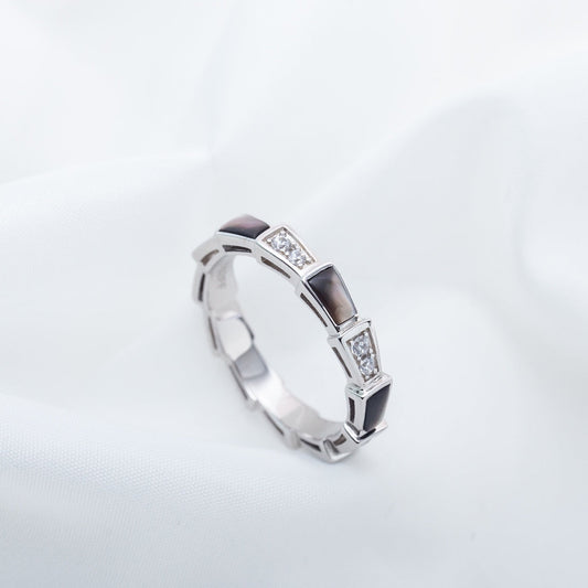 [Love Lucky]SERPENTI RING SILBER DIAMANT SCHWARZ MOP 3MM