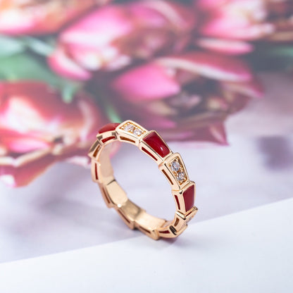 [Love Lucky]SERPENTI RING ROTGOLD KARNEOL DIAMANT 3MM