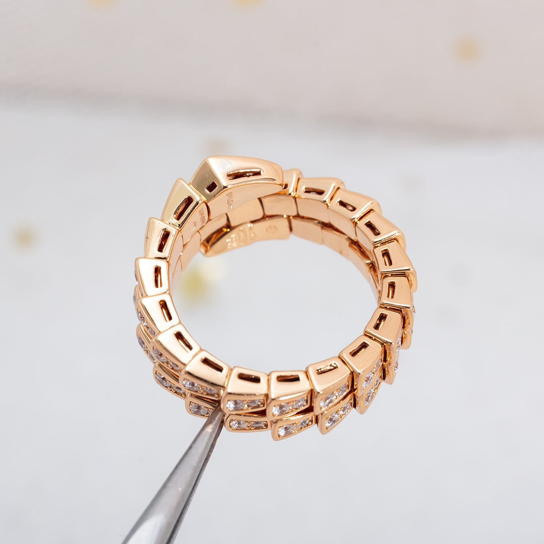 [Love Lucky]SERPENTI RING ROSA GOLD DIAMANT DOPPELREIHIG