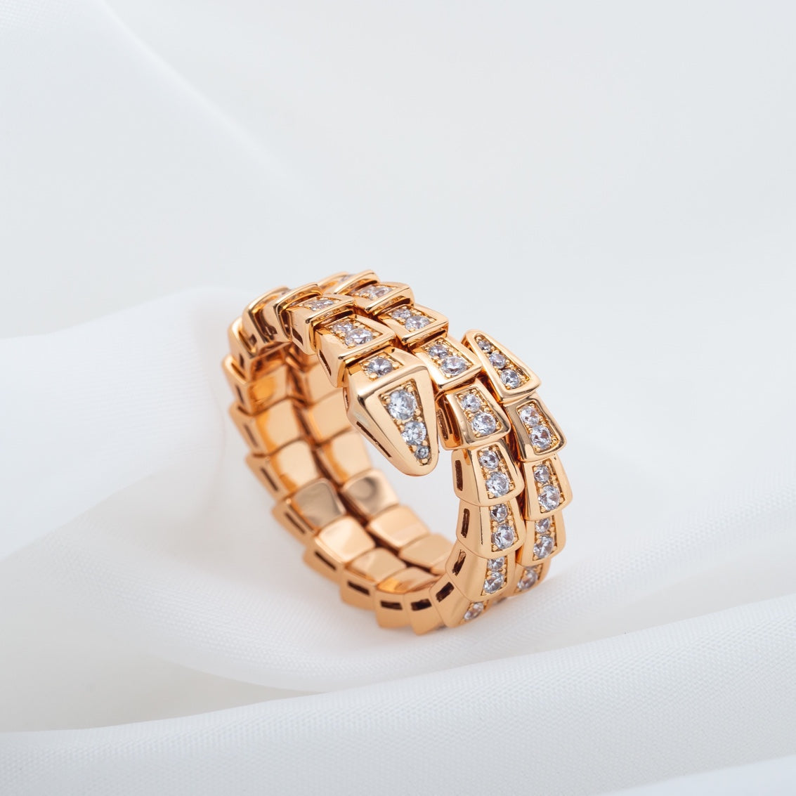 [Love Lucky]SERPENTI RING ROSA GOLD DIAMANT DOPPELREIHIG
