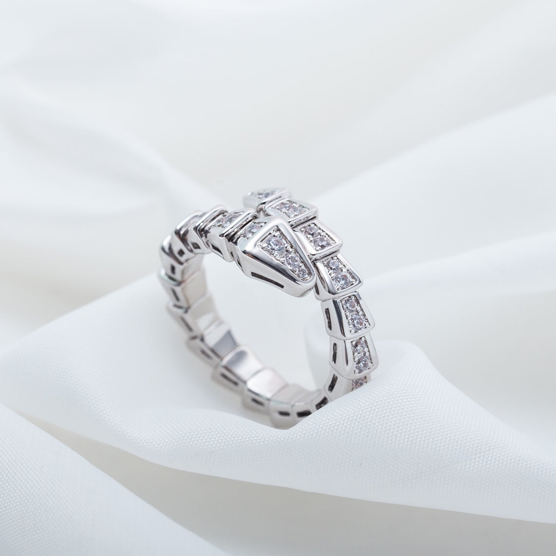 [Love Lucky]SERPENTI RING SILVER DIAMOND PAVED 4MM