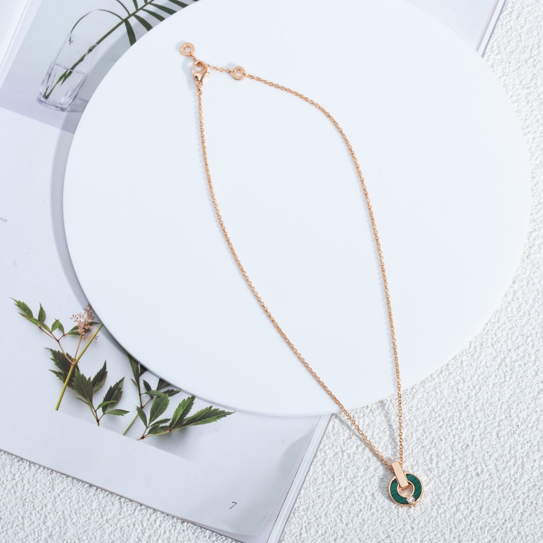 [Love Lucky]GARI HALSKETTE ROSA GOLD MALACHIT