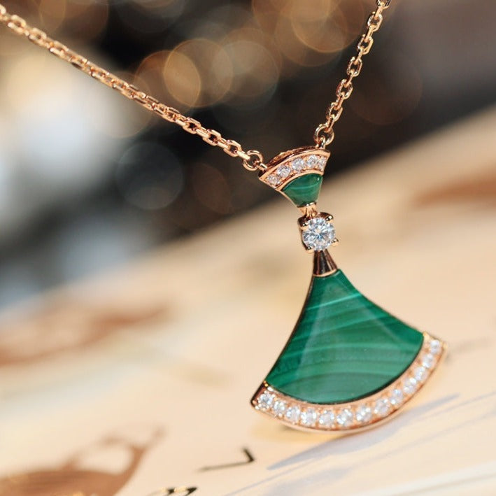 [Love Lucky] TRAUM-HALSKETTE MALACHIT DIAMANT