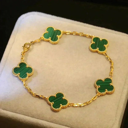 [Love Lucky]CLOVER 5 MOTIFS MALACHIT ARMBAND 
