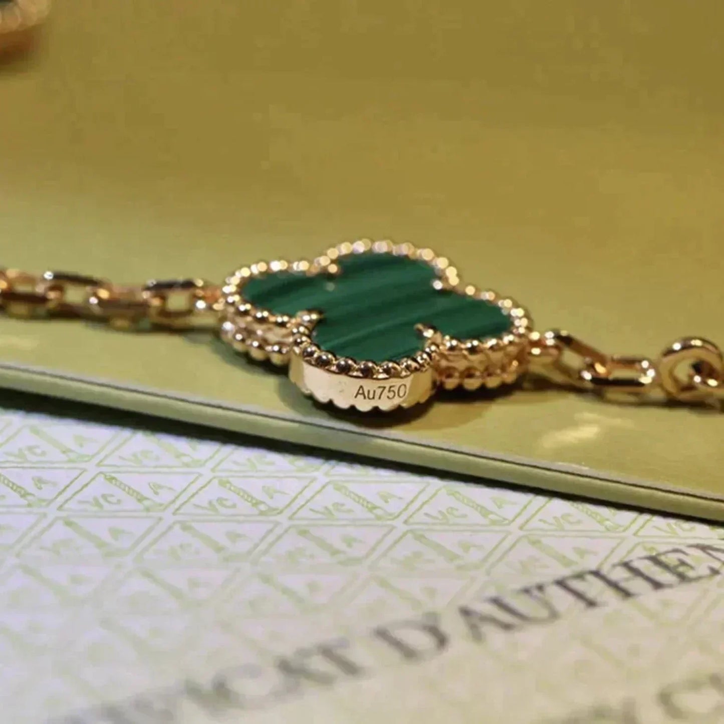 [Love Lucky]CLOVER 5 MOTIFS MALACHIT ARMBAND 